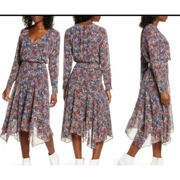 NEW Charles Henry Micro DItsy Floral Handkerchief‎ Long Sleeve Dress size XXL - Picture 1 of 9